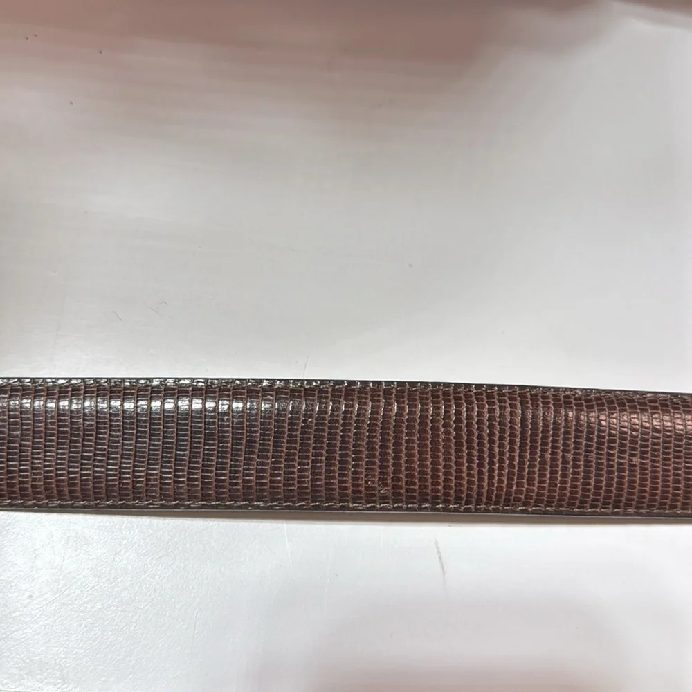 Brighton Belt Brown Leather Silver Tones Buckle Medium 30‎ Textured 40358